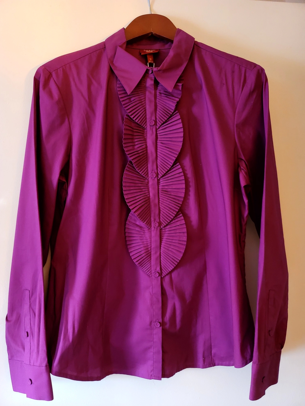 Talbots Purple-Magenta Ruffled Button-Down Shirt